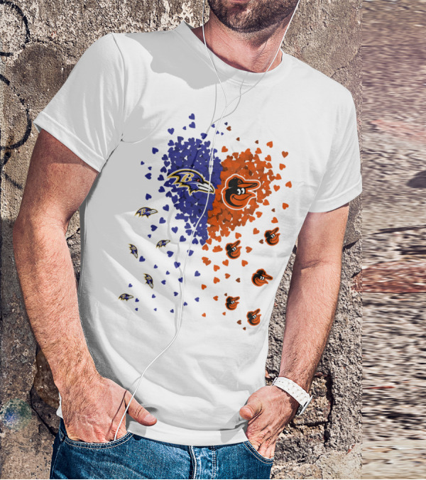 Heart Ravens Orioles Baltimore Football Baseball Mix T-Shirt