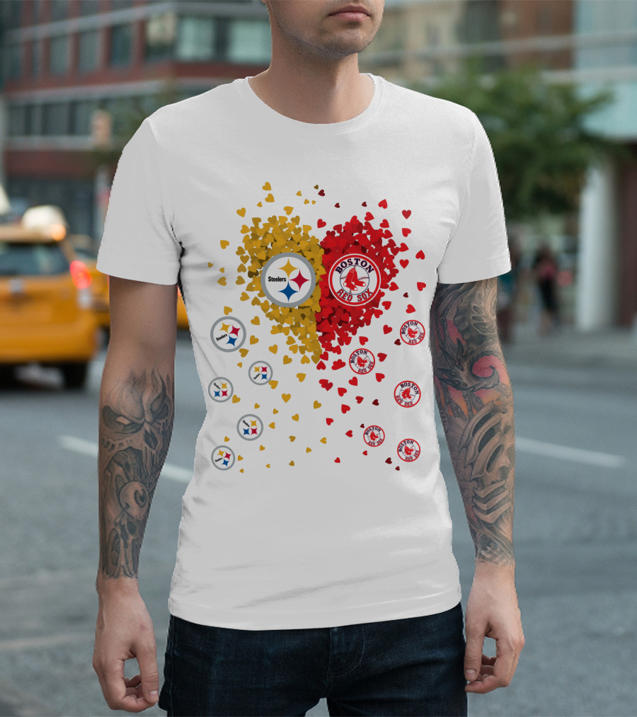 Steelers Pittsburgh Boston Red Sox Hearts T-Shirt