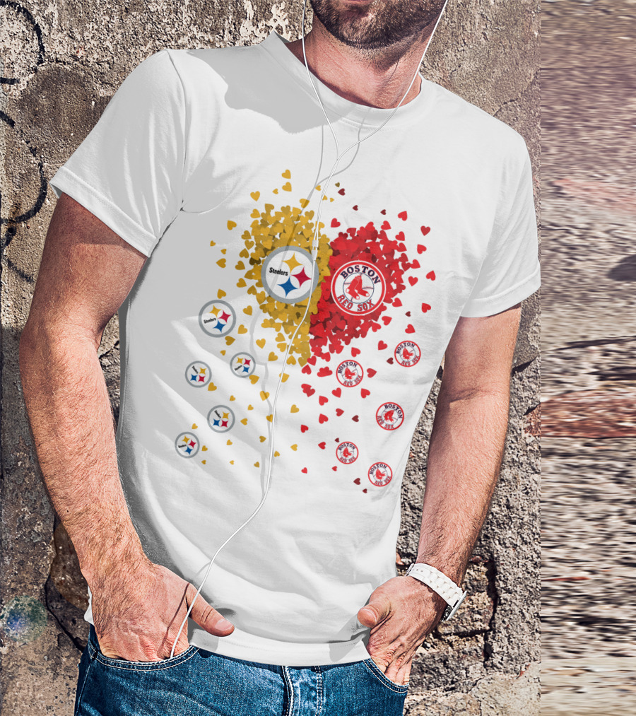 Steelers Pittsburgh Boston Red Sox Hearts T-Shirt