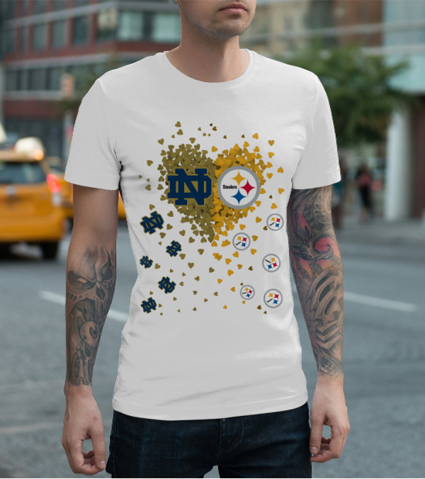 Notre Dame Steelers Heart Logo Explosion T-Shirt