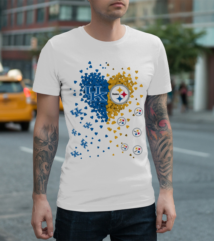 UK Wildcats Heart Steelers Logo Collaboration T-Shirt