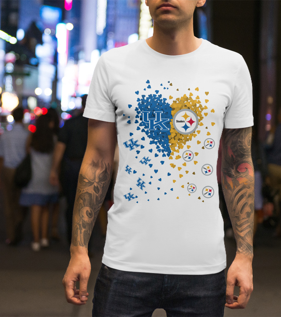 UK Wildcats Heart Steelers Logo Collaboration T-Shirt