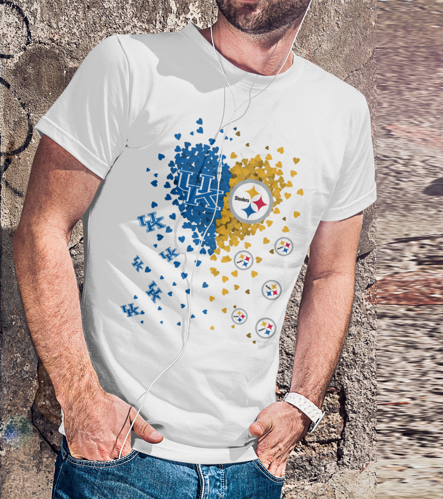 UK Wildcats Heart Steelers Logo Collaboration T-Shirt