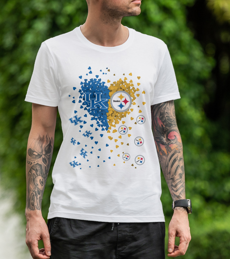 UK Wildcats Heart Steelers Logo Collaboration T-Shirt