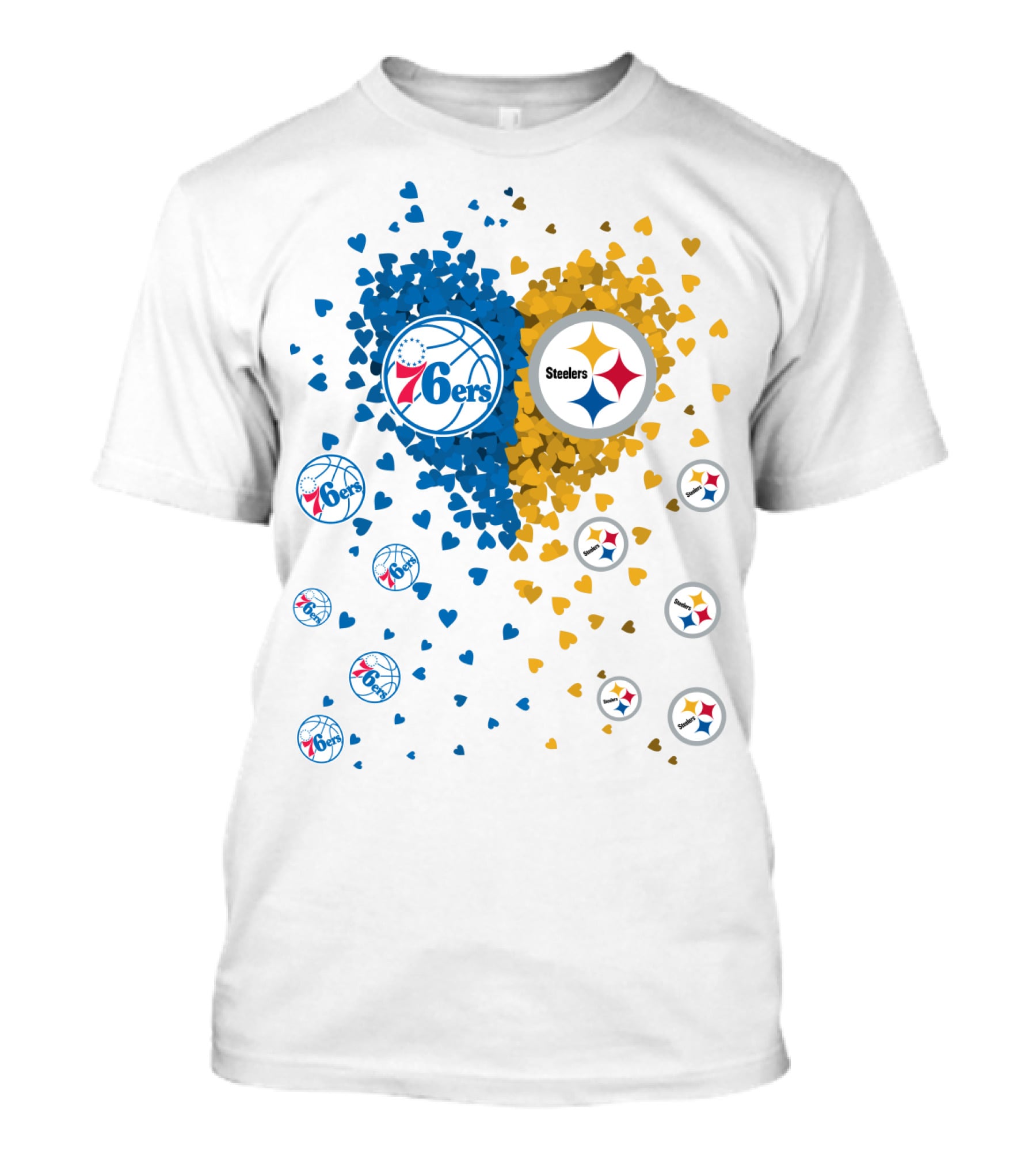 Heart Steelers 76Ers Basketball Football Team Logos T-Shirt