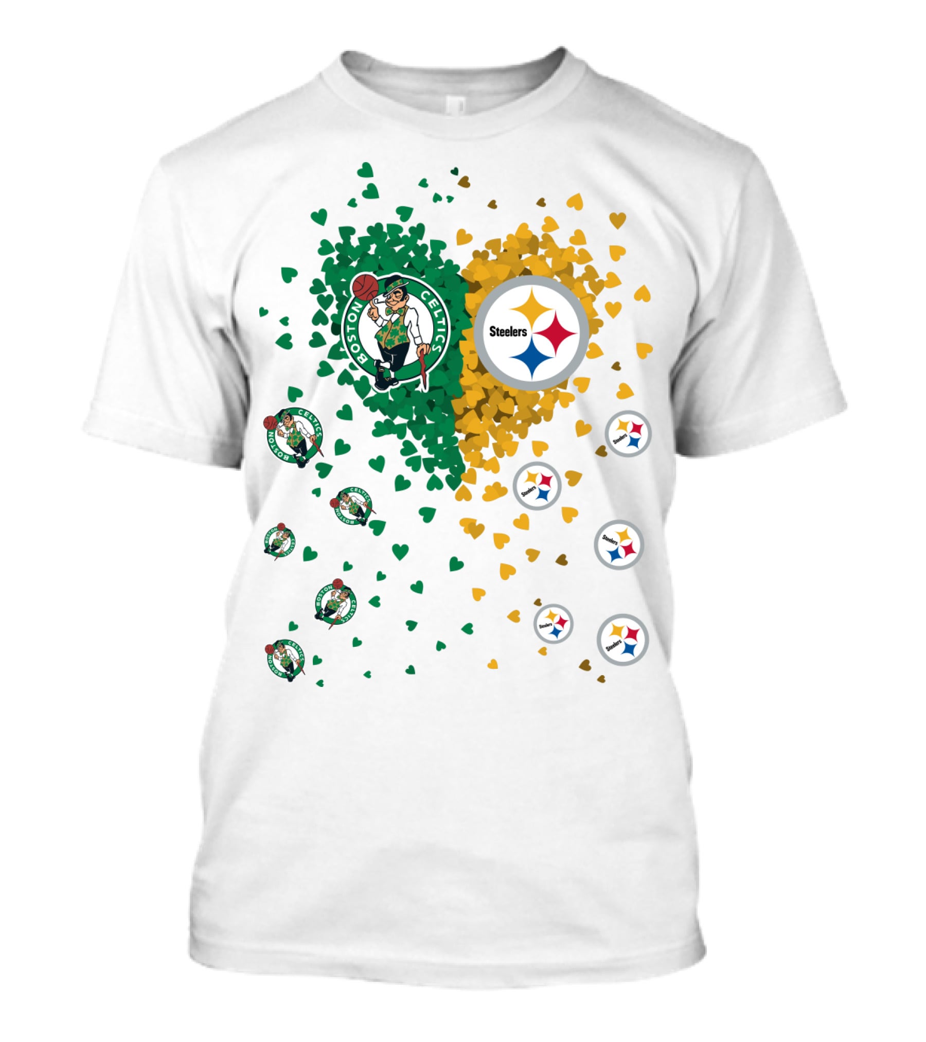 Boston Celtics Pittsburgh Steelers Heart T-Shirt