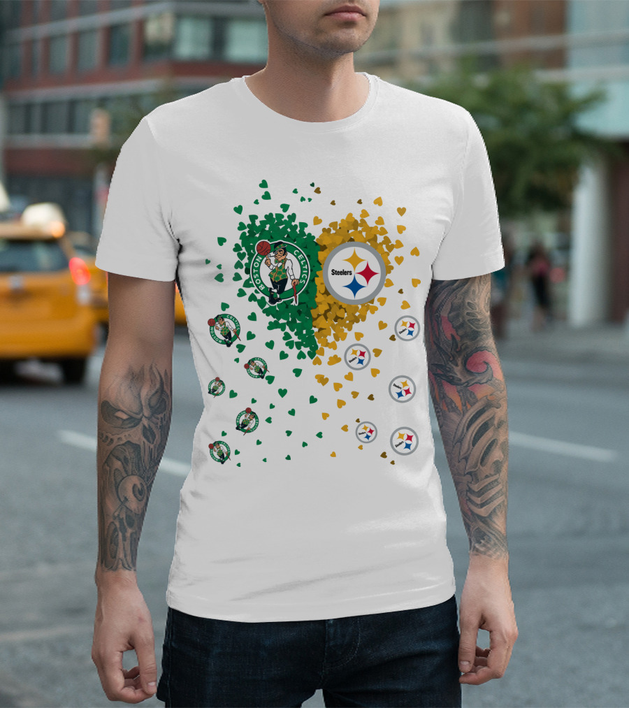 Boston Celtics Pittsburgh Steelers Heart T-Shirt