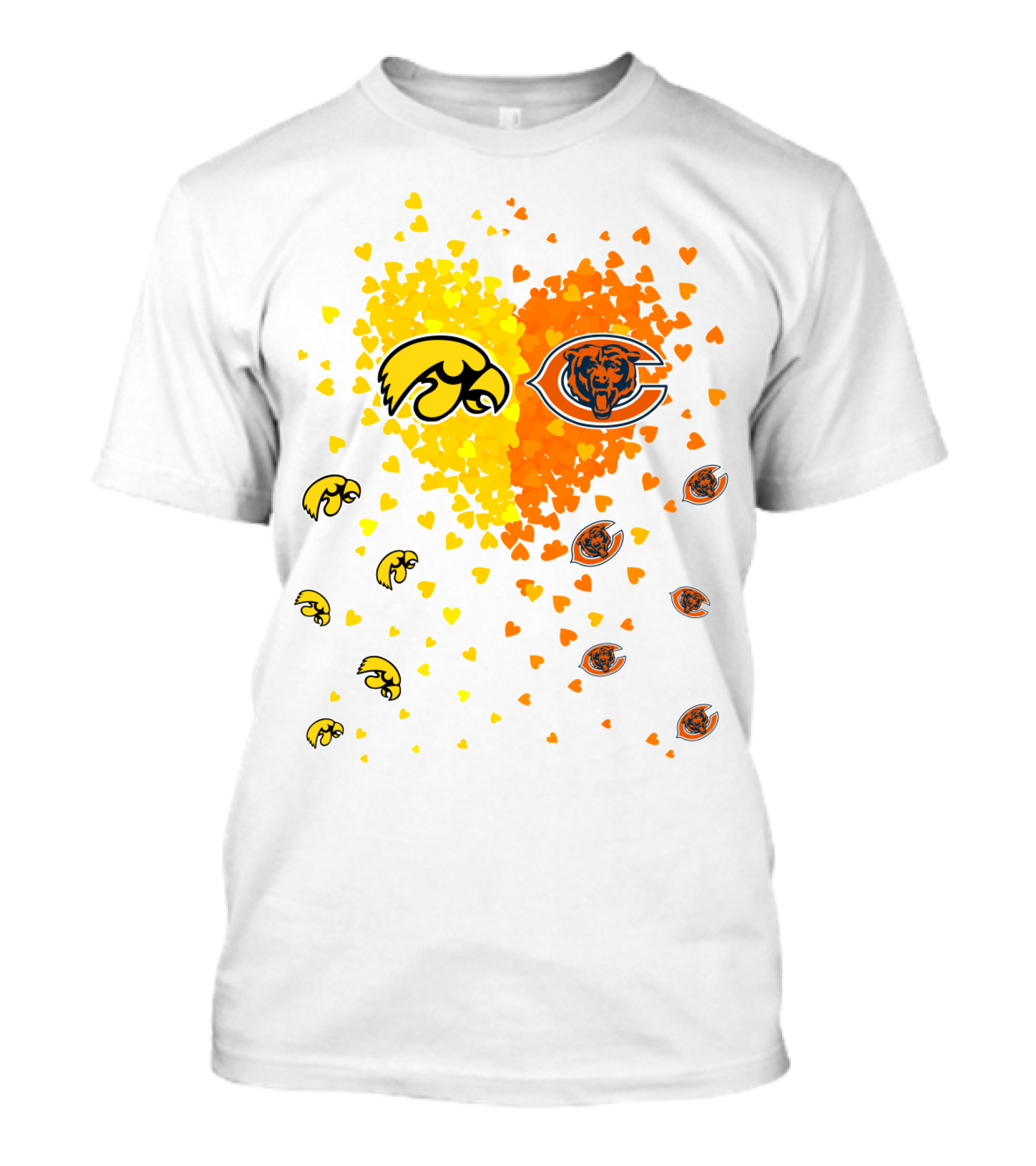 Hawkeyes Bears Heart Logo Fusion T-Shirt