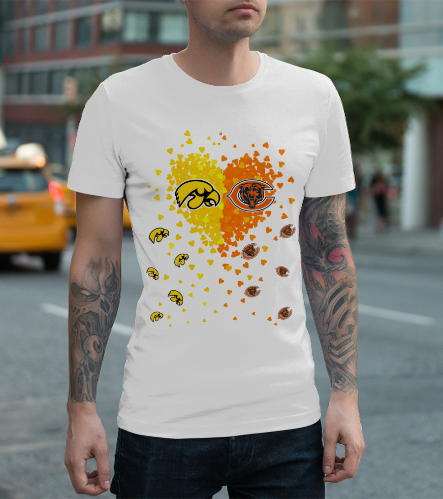 Hawkeyes Bears Heart Logo Fusion T-Shirt