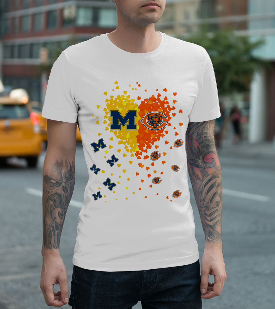 M Heart Bears Wolverines M Logos With Heart Symbols T-Shirt