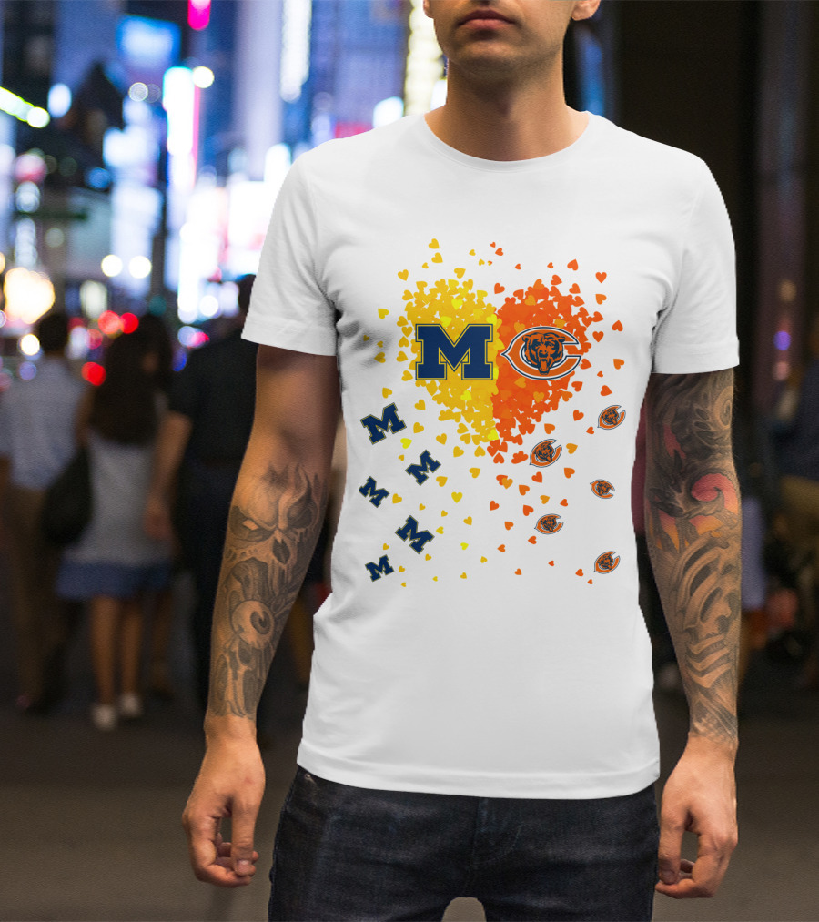 M Heart Bears Wolverines M Logos With Heart Symbols T-Shirt