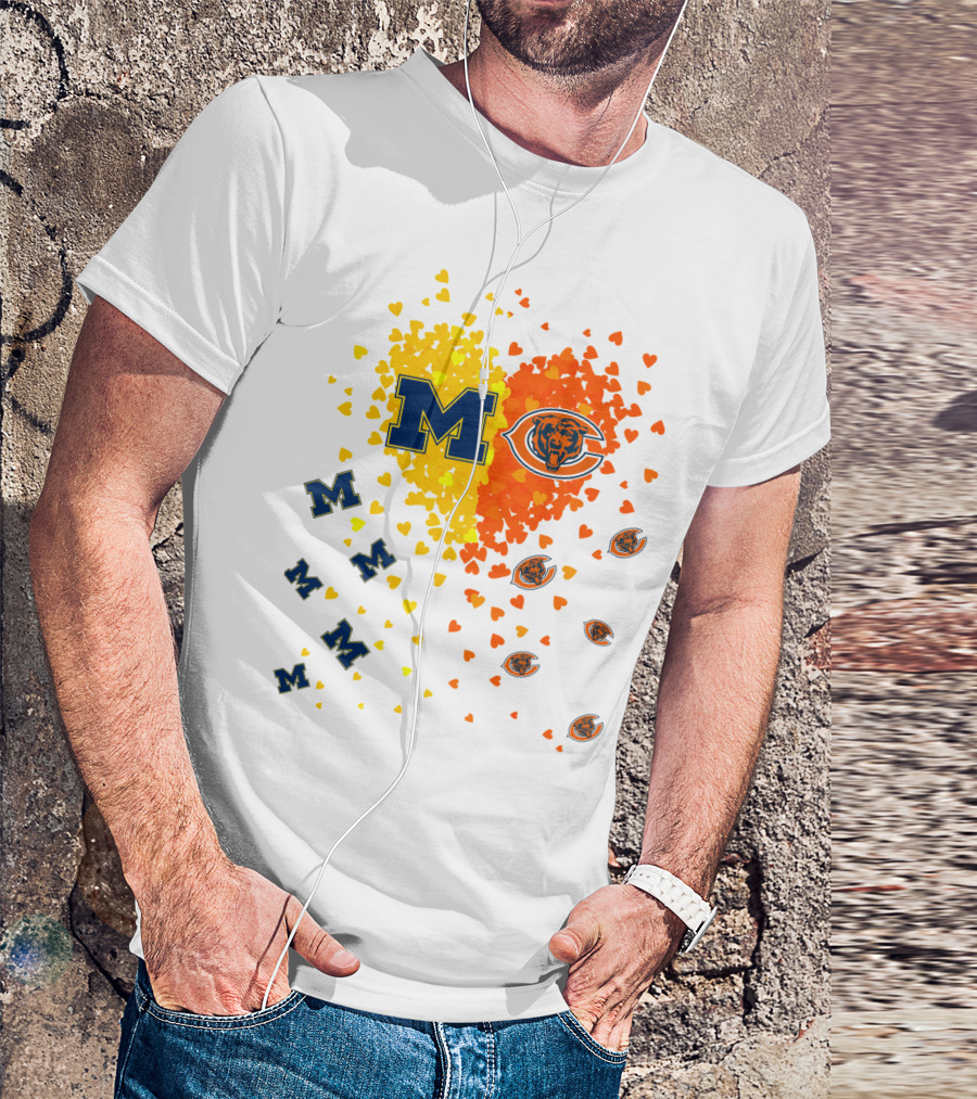 M Heart Bears Wolverines M Logos With Heart Symbols T-Shirt