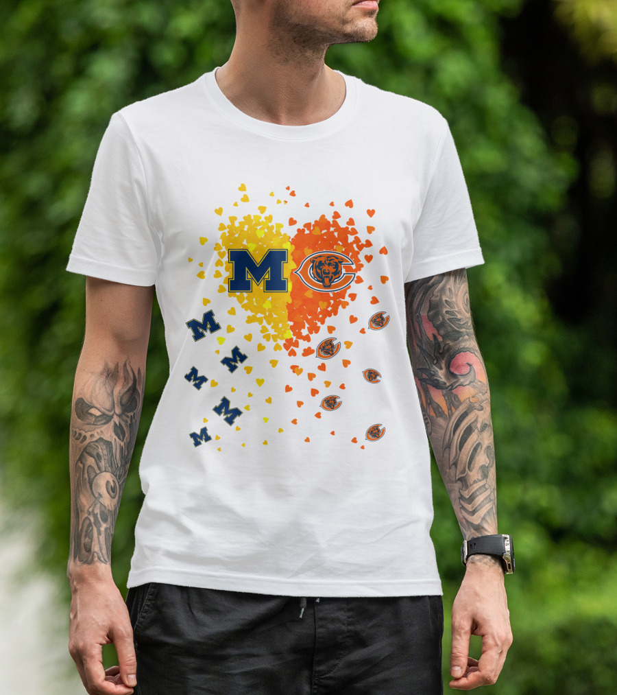 M Heart Bears Wolverines M Logos With Heart Symbols T-Shirt