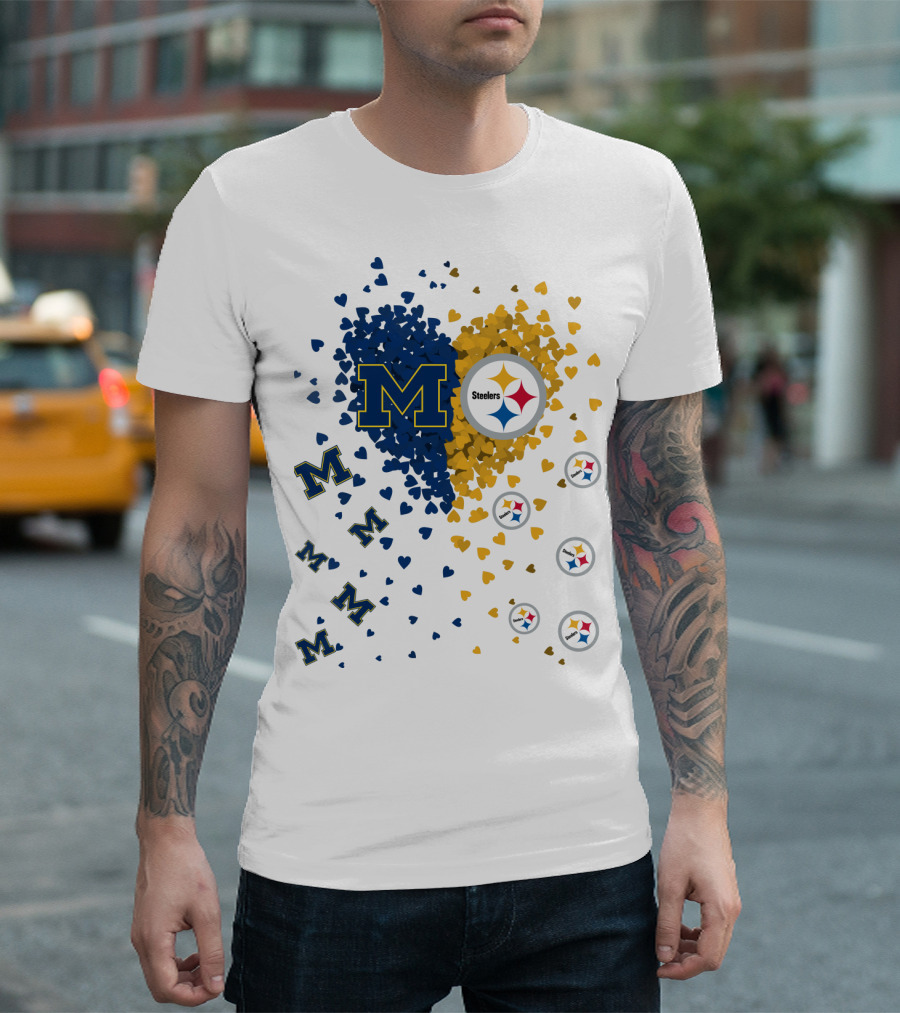 M Hearts Pittsburgh Steelers Wolverines T-Shirt