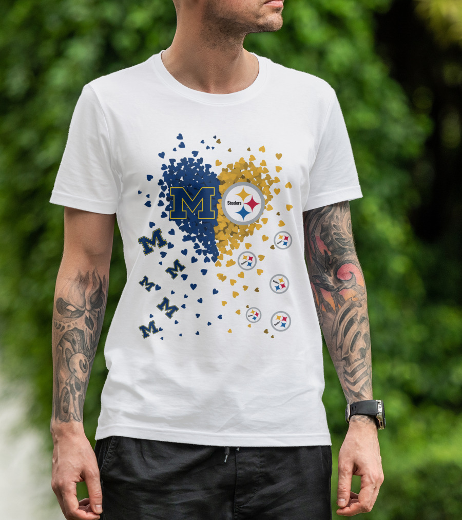 M Hearts Pittsburgh Steelers Wolverines T-Shirt