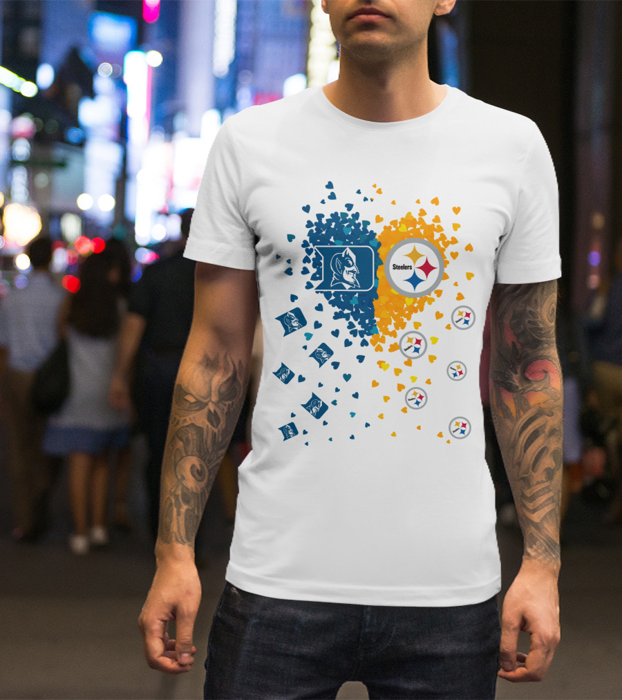 Heart Duke Blue Devils Pittsburgh Steelers Fan Allegiance T-Shirt