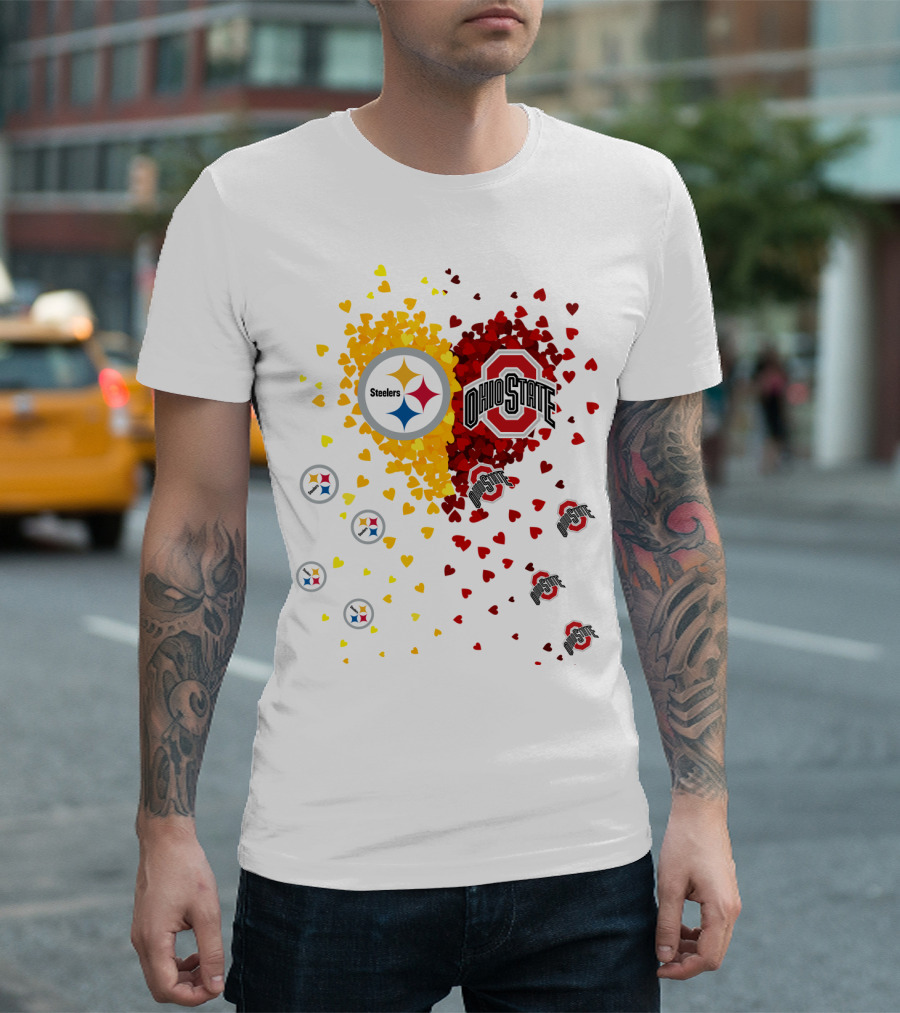 Steelers Ohio State Heart Collage T-Shirt