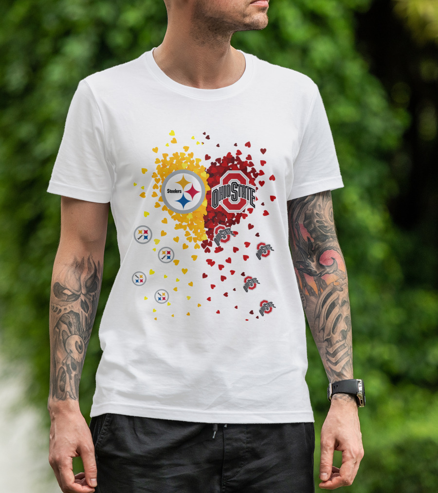 Steelers Ohio State Heart Collage T-Shirt