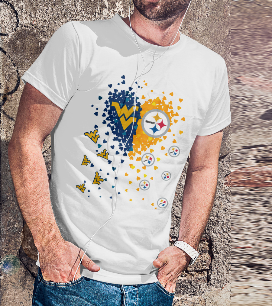 West Virginia Mountaineers And Pittsburgh Steelers Heart T-Shirt