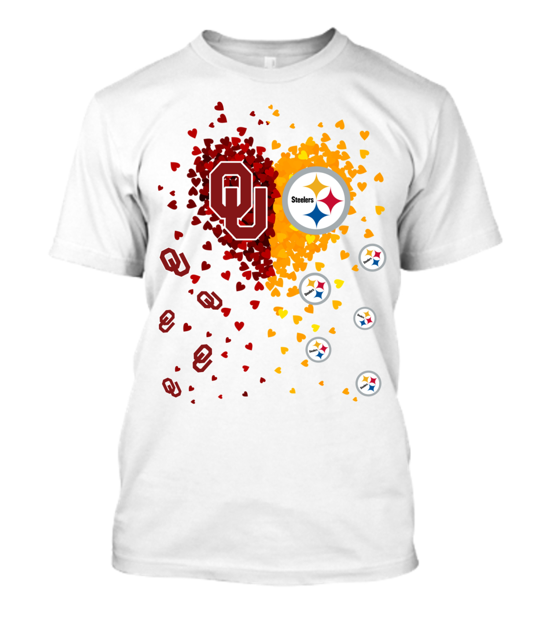 Oklahoma Sooners Steelers Heart Symbol Fusion T-Shirt