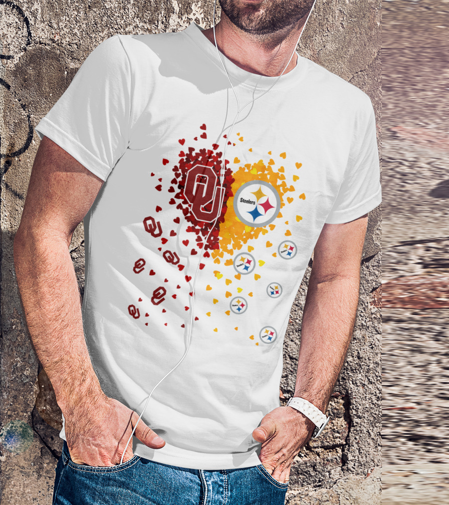 Oklahoma Sooners Steelers Heart Symbol Fusion T-Shirt