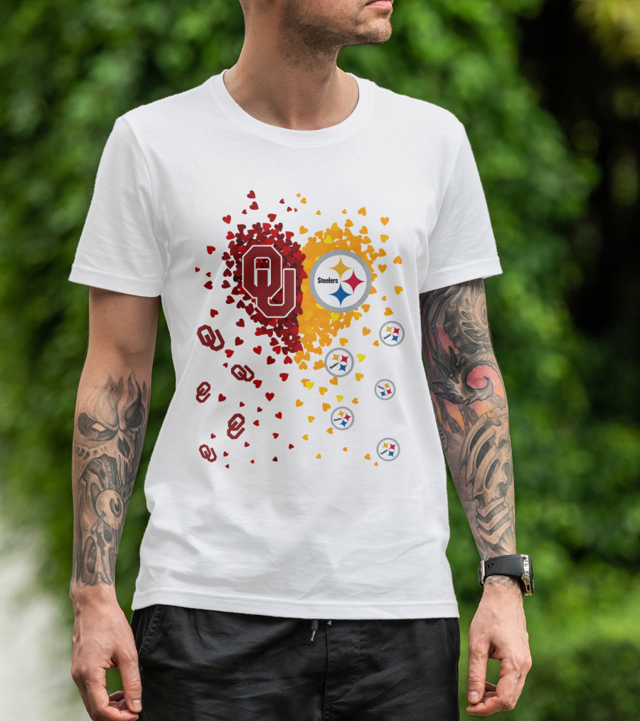 Oklahoma Sooners Steelers Heart Symbol Fusion T-Shirt