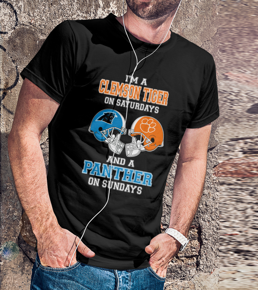 Clemson Tigers Saturdays Panthers Sundays Football Helmets T-Shirt