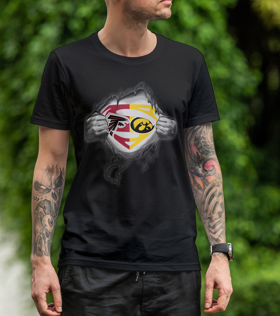 Atlanta Falcons Iowa Hawkeyes Superman Logo Mashup T-Shirt
