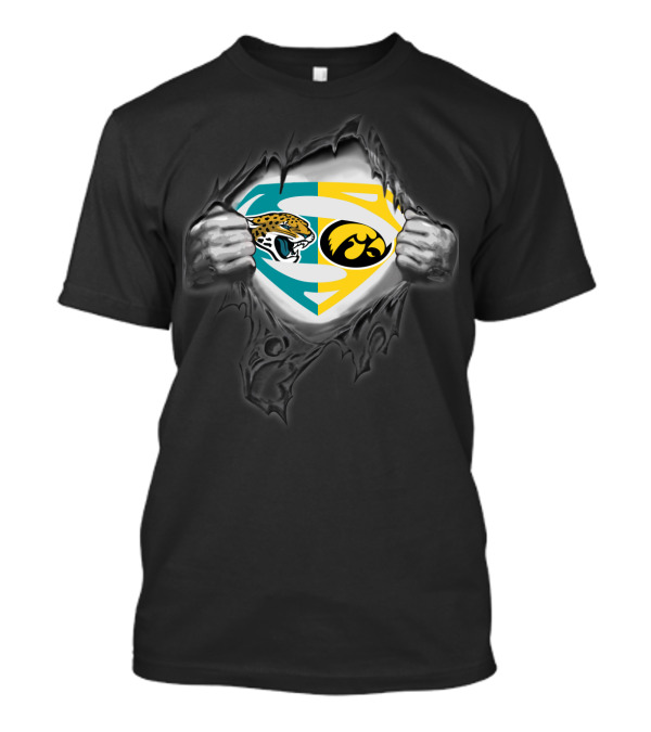Jacksonville Jaguars Iowa Hawkeyes Superman Logo Fusion T-Shirt