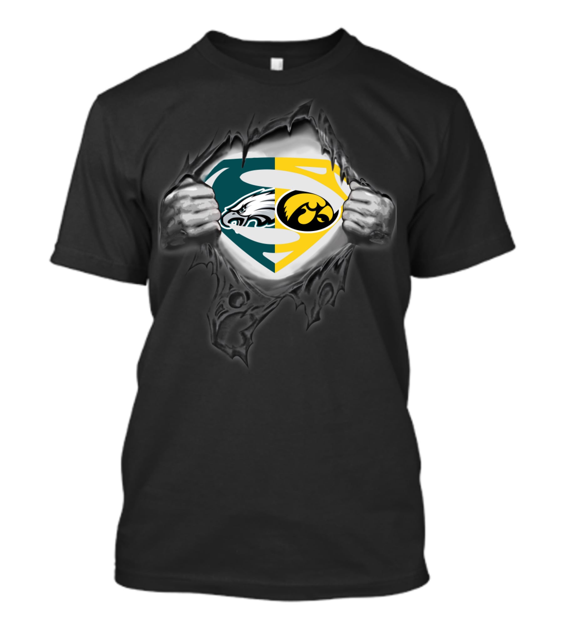 Philadelphia Eagles Iowa Hawkeyes Superman Logo Fusion T-Shirt