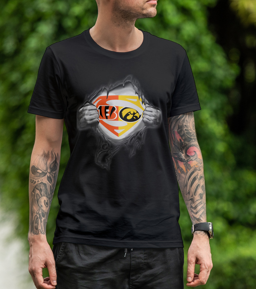 Cincinnati Bengals Iowa Hawkeyes Superman Emblem Mix T-Shirt