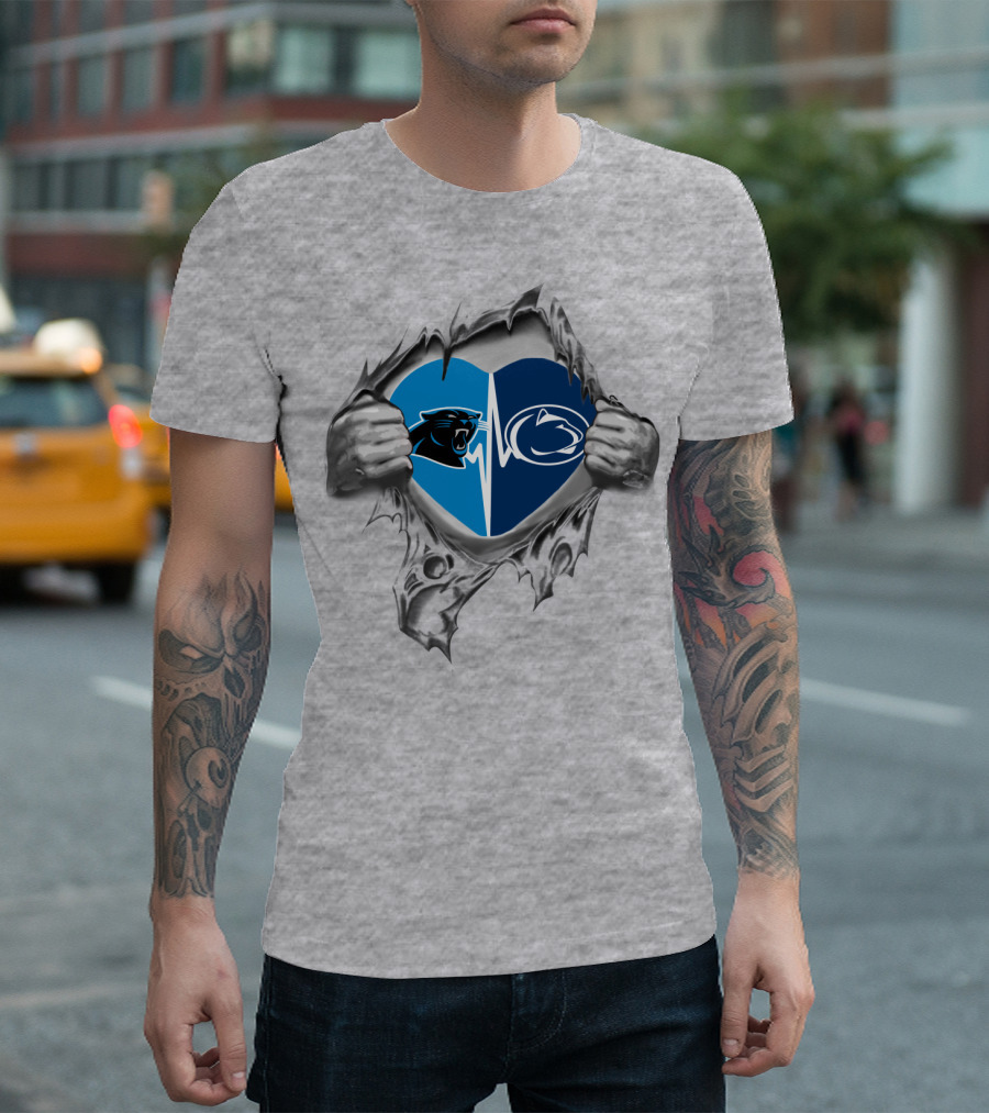 Carolina Panthers Penn State Nittany Lions Heartbreak Ripped T-Shirt