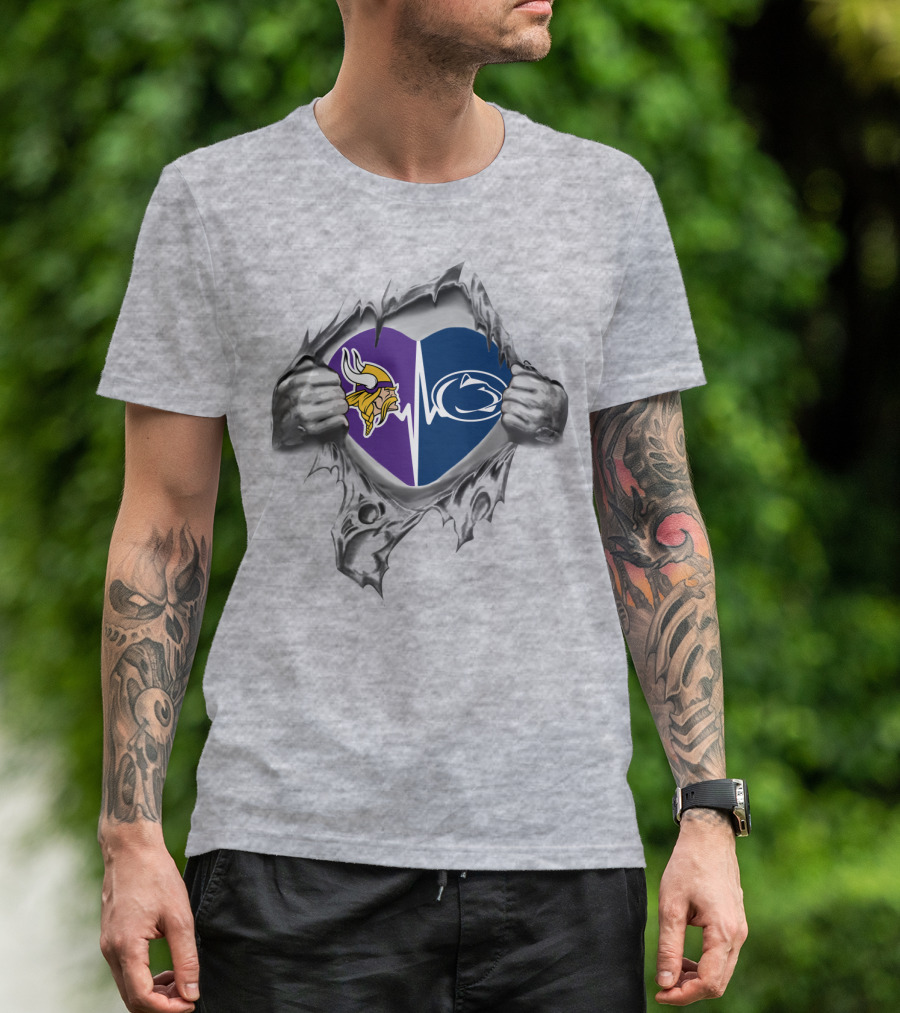 Minnesota Vikings Penn State Heartbeat Rip T-Shirt