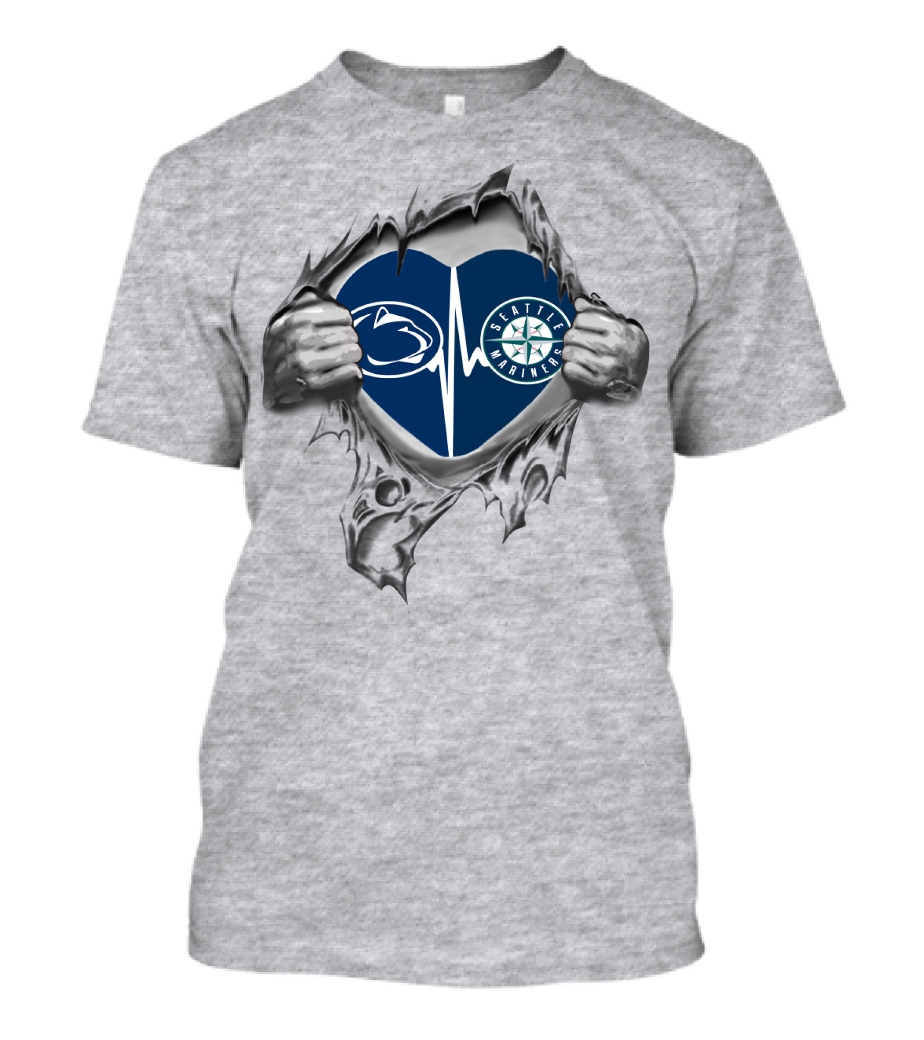 Seattle Mariners Penn State Heartbeat Fusion T-Shirt