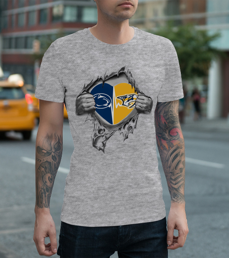 Nashville Predators Penn State Heart Split T-Shirt
