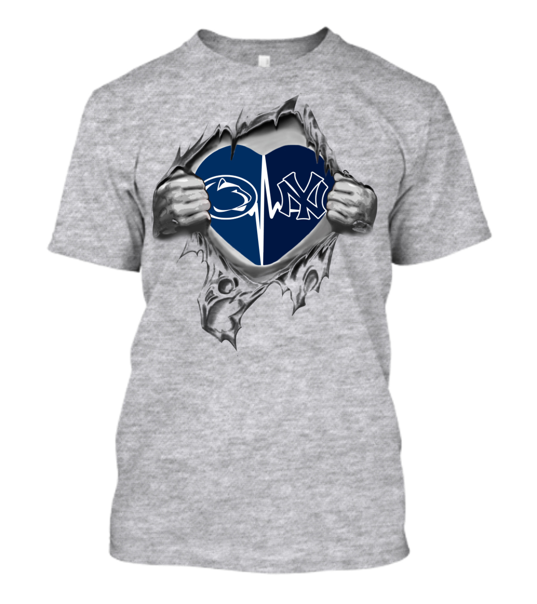 Penn State Nittany Lions New York Yankees Heartbeat Fusion T-Shirt