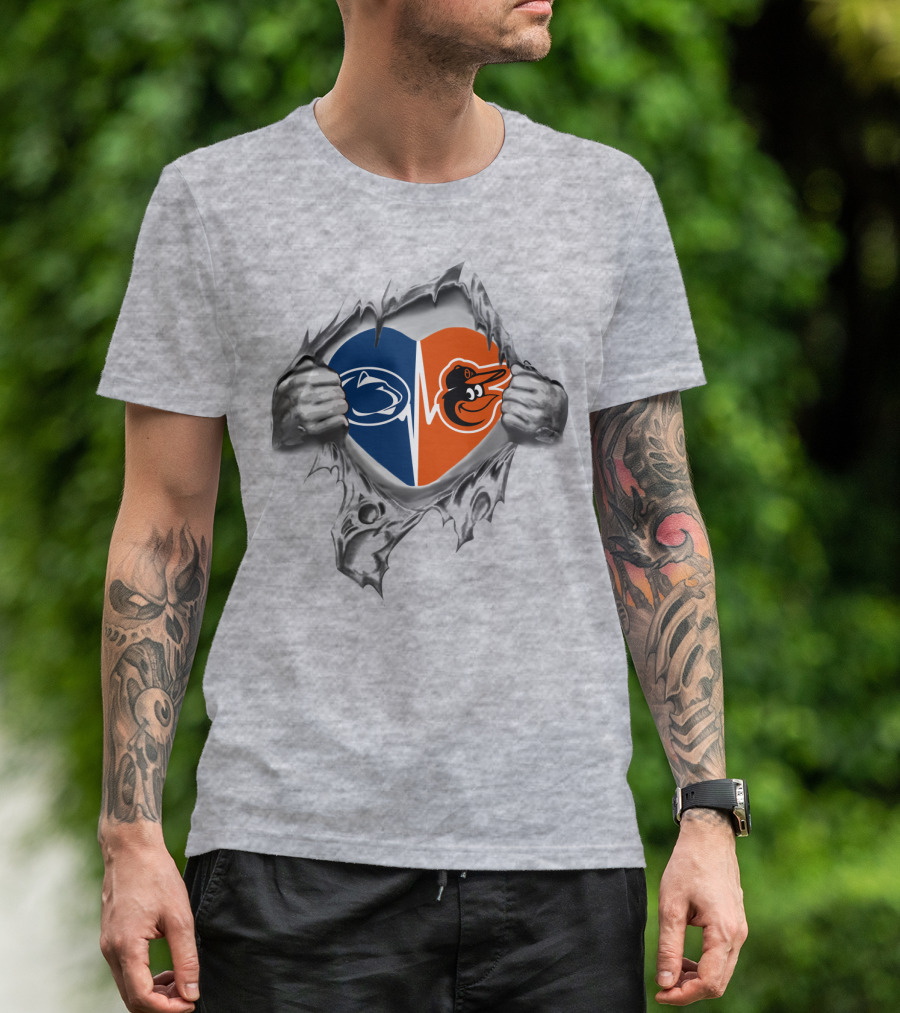 Baltimore Orioles Penn State Heartbeat Split T-Shirt