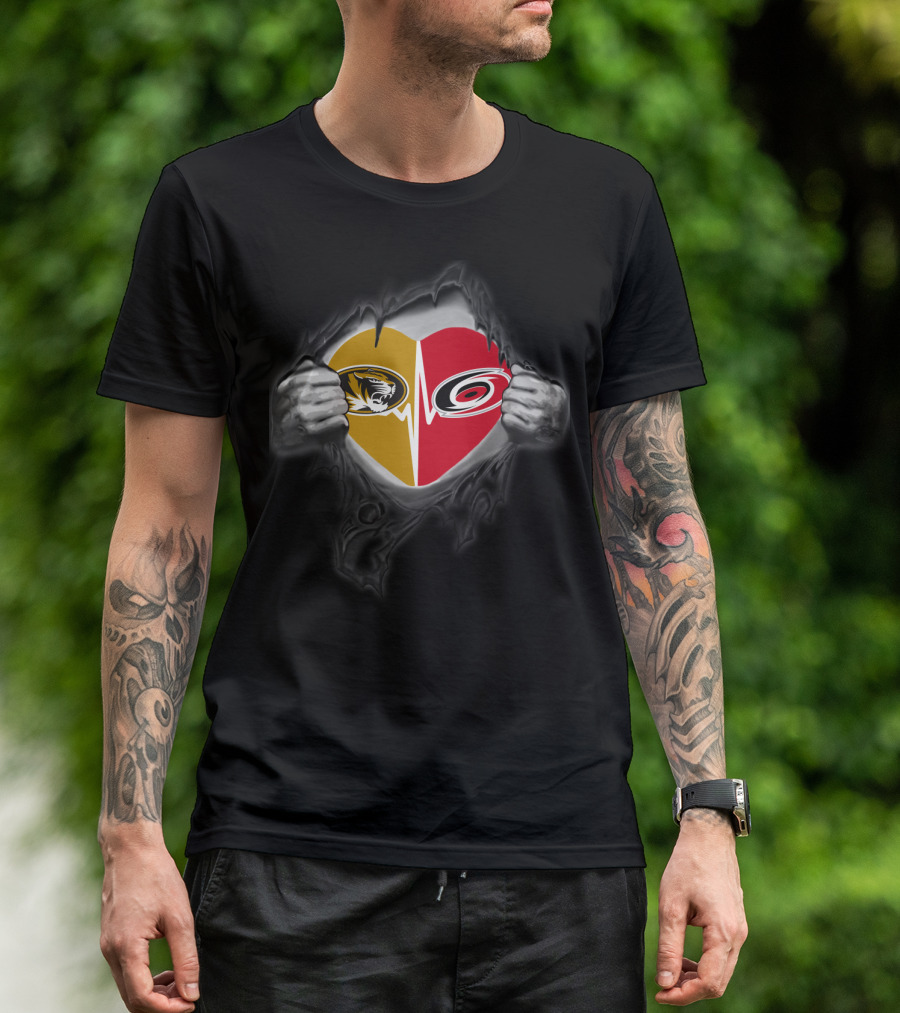 Missouri Tigers Carolina Hurricanes Heart T-Shirt