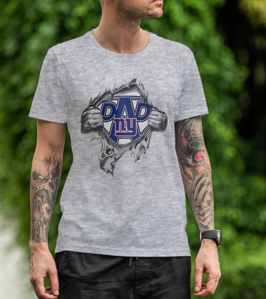 Super Dad New York Giants NY Logo Hands Ripping Open T-Shirt