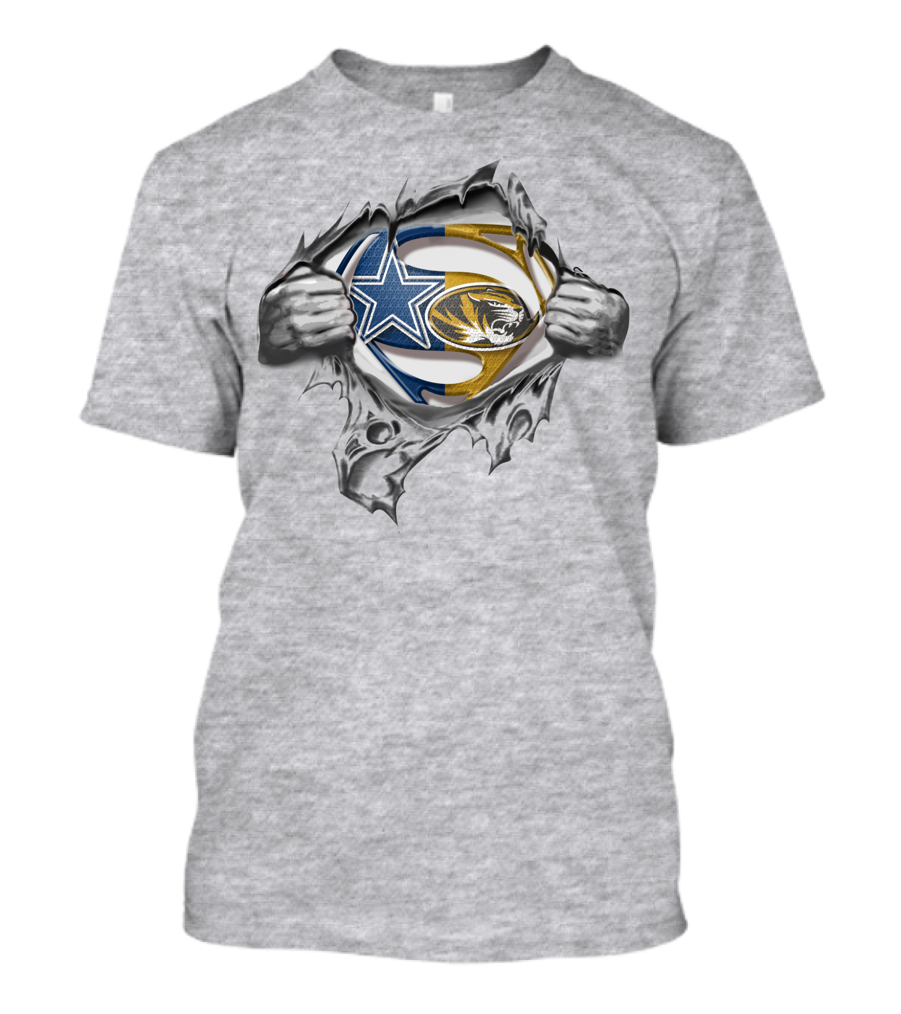 Cowboys Missouri Tigers Superman Logo Fusion T-Shirt