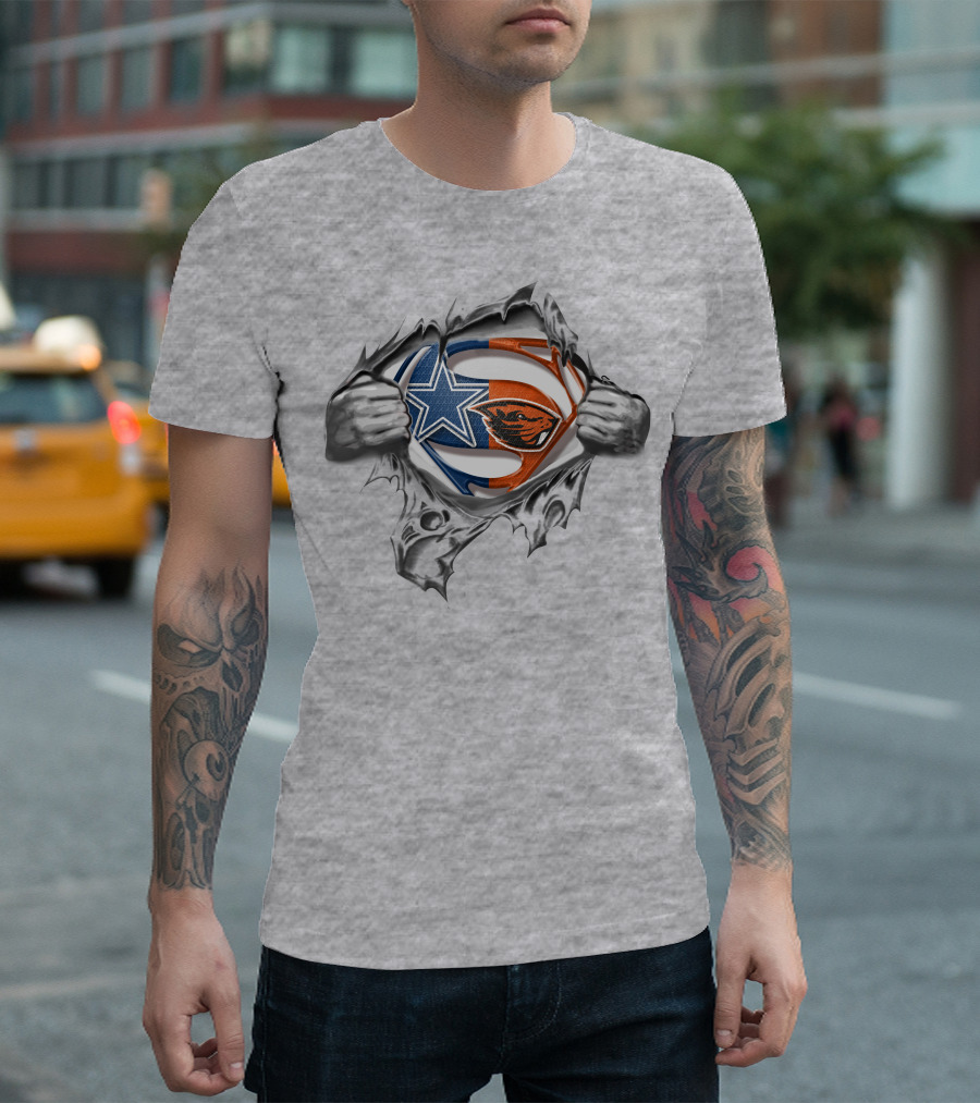 Cowboys Oregon State Beavers Superman Emblem Mashup T-Shirt