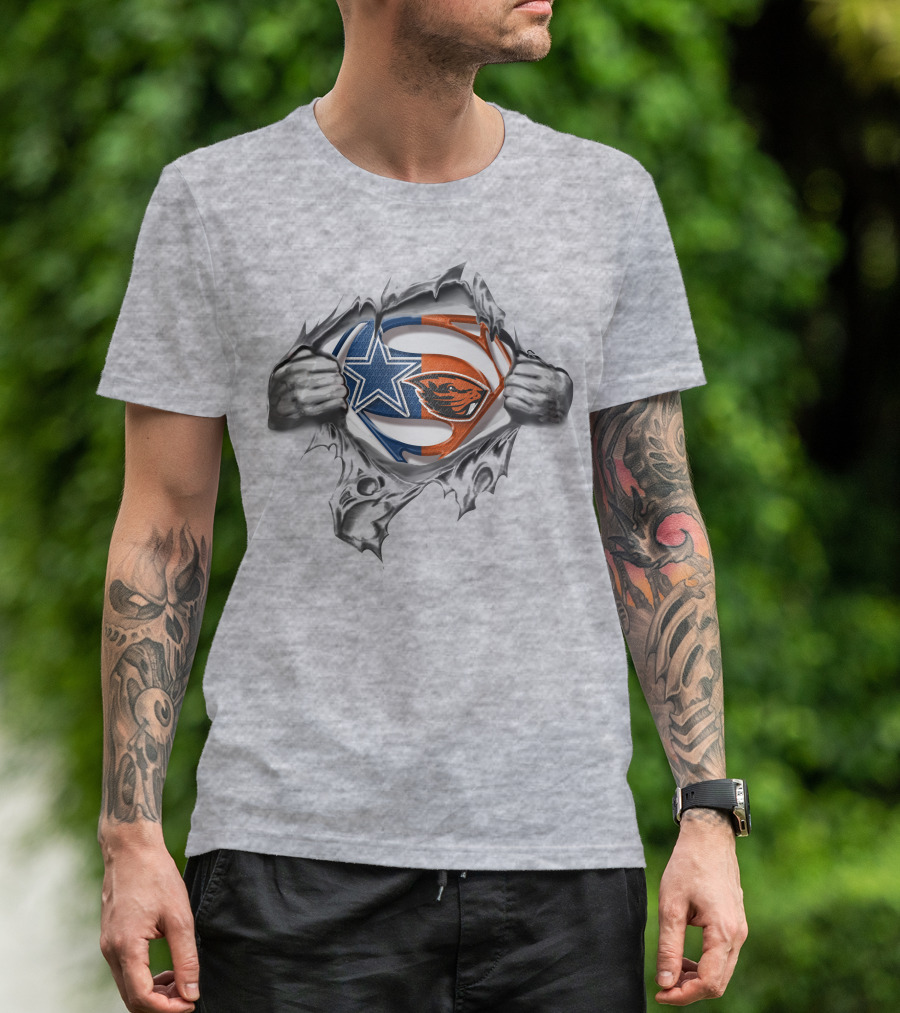 Cowboys Oregon State Beavers Superman Emblem Mashup T-Shirt