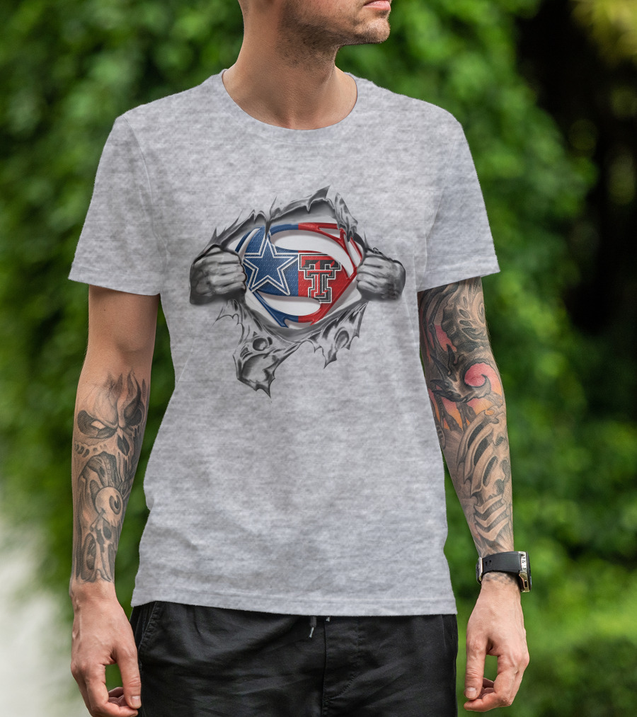 Cowboys Texas Tech Red Raiders Superman Logo Crossover T-Shirt