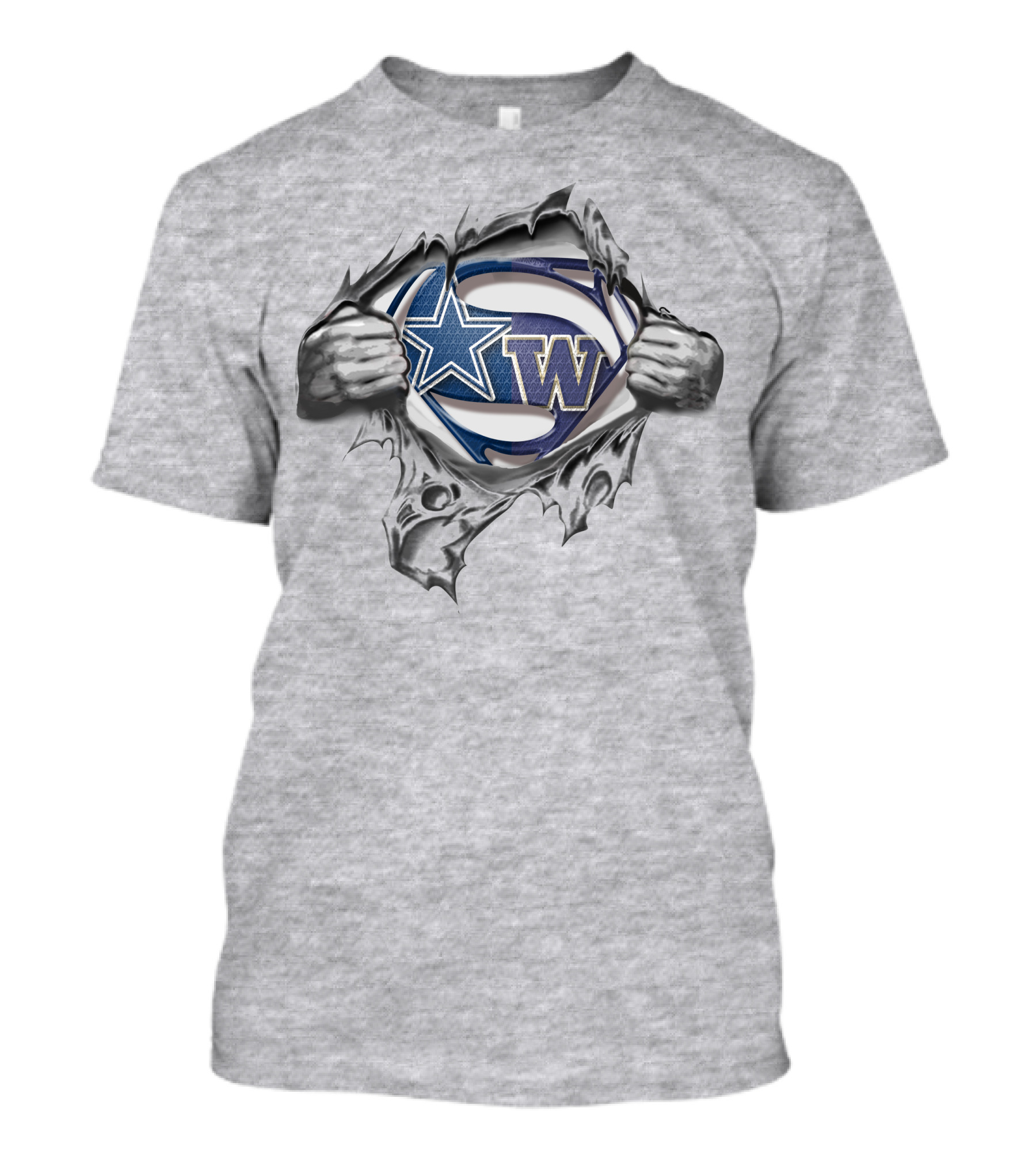 Cowboys Washington Huskies Superman Logo Fusion T-Shirt