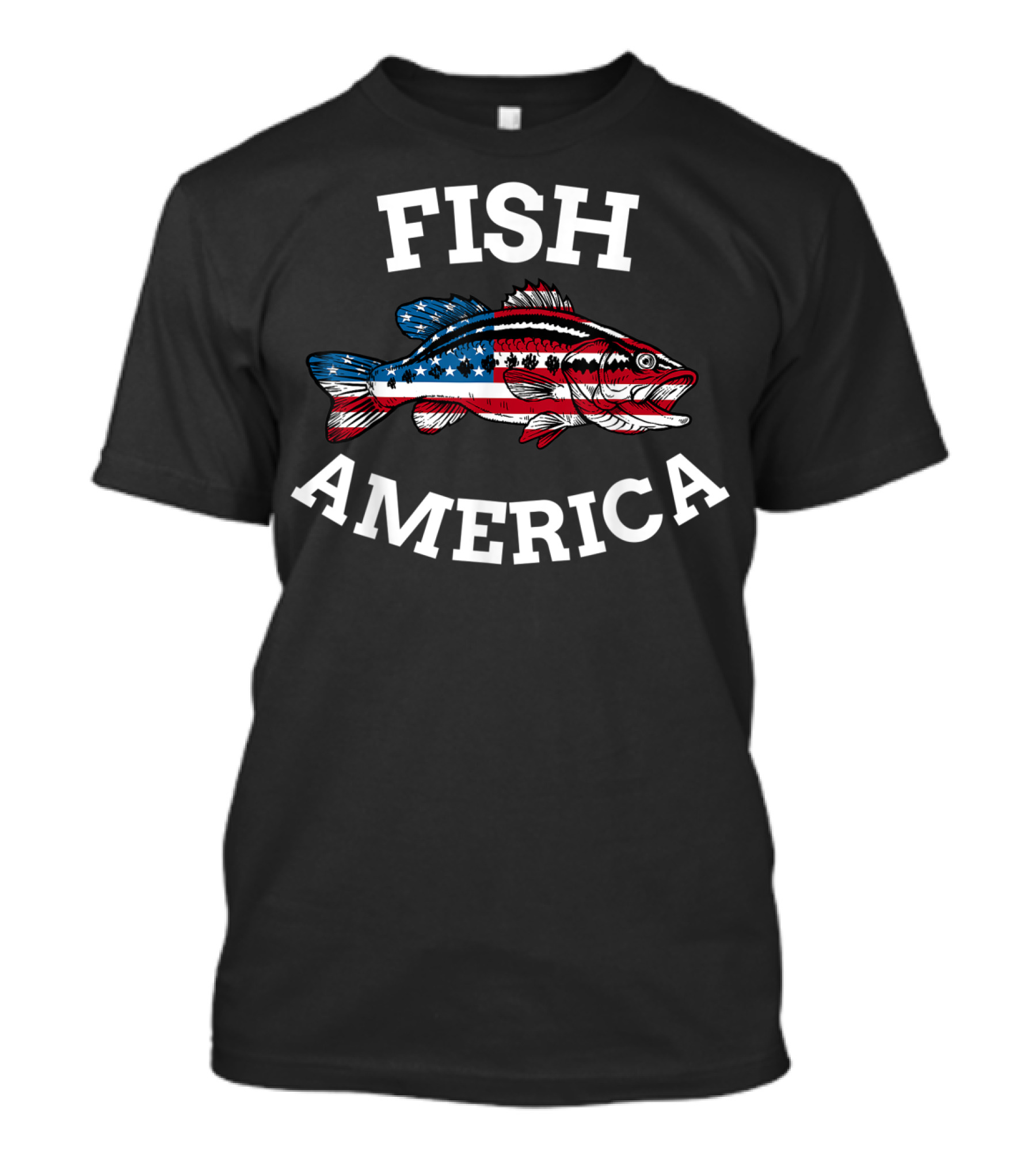 FISH AMERICA American Flag 4th Of July Fish T-Shirt