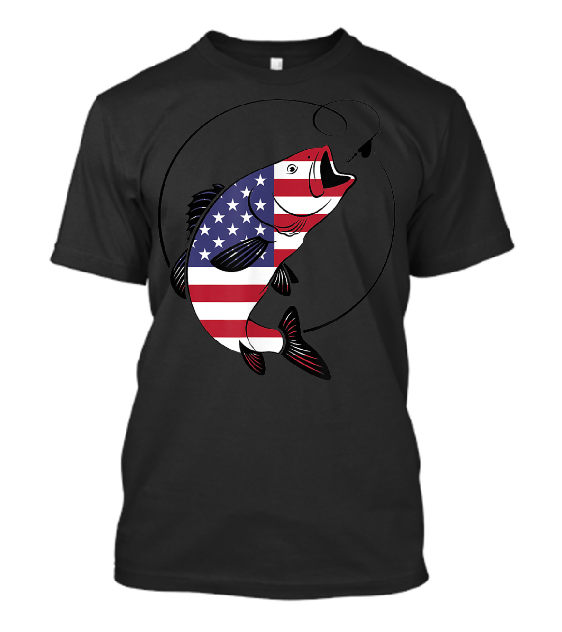 American Flag Fishing Vintage USA 4th Of July Patriotic Fish T-Shirt