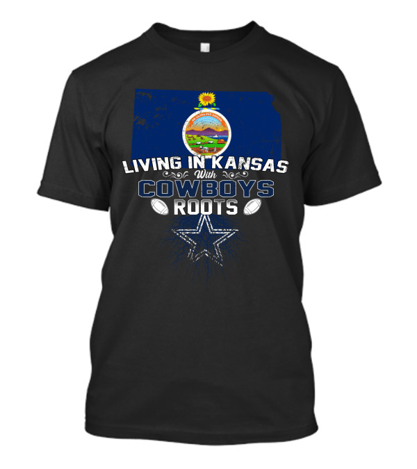 Living In Kansas With Cowboys Roots Kansas State Symbol Football Star T-Shirt