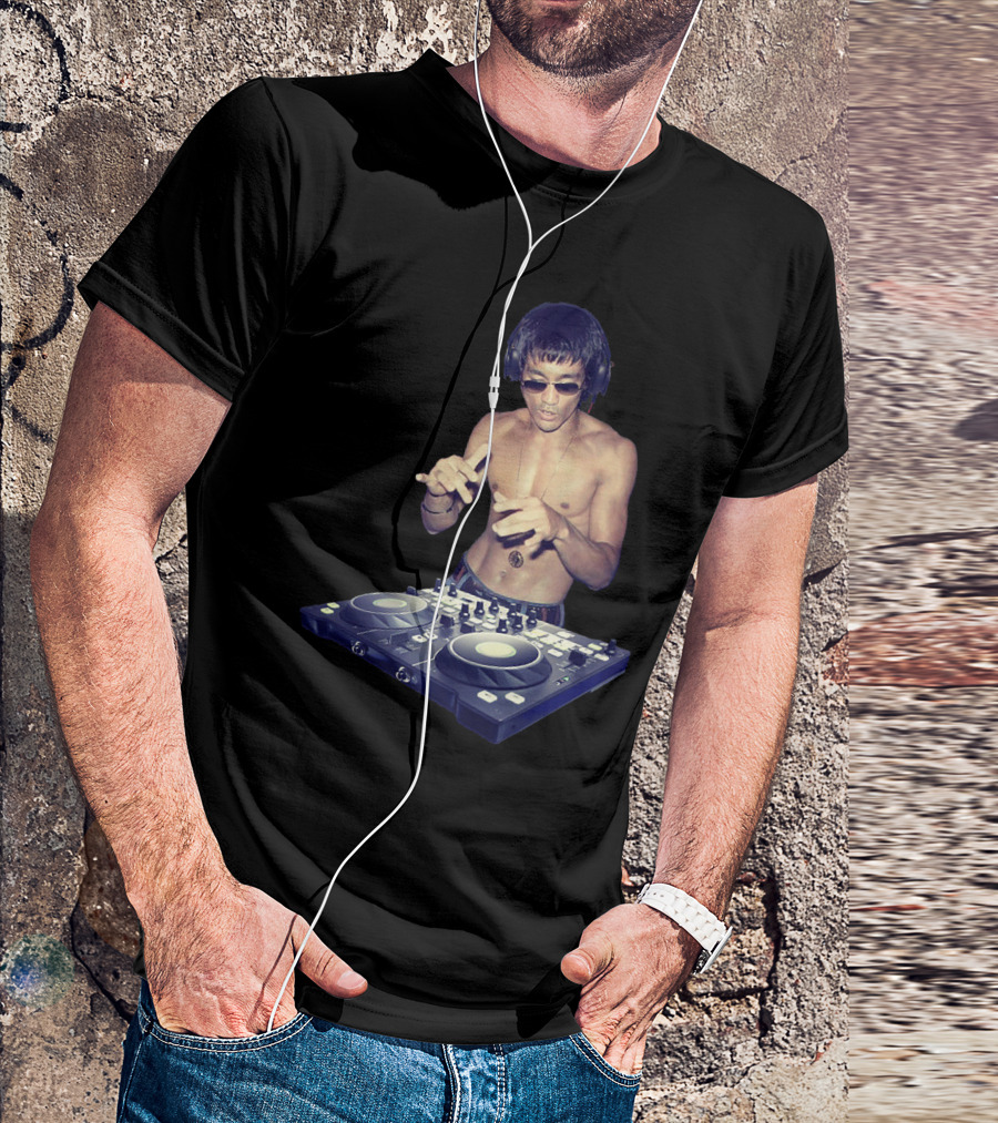 Bruce Lee DJ Mixing Martial Arts Humor Gym MMA Training T-Shirt