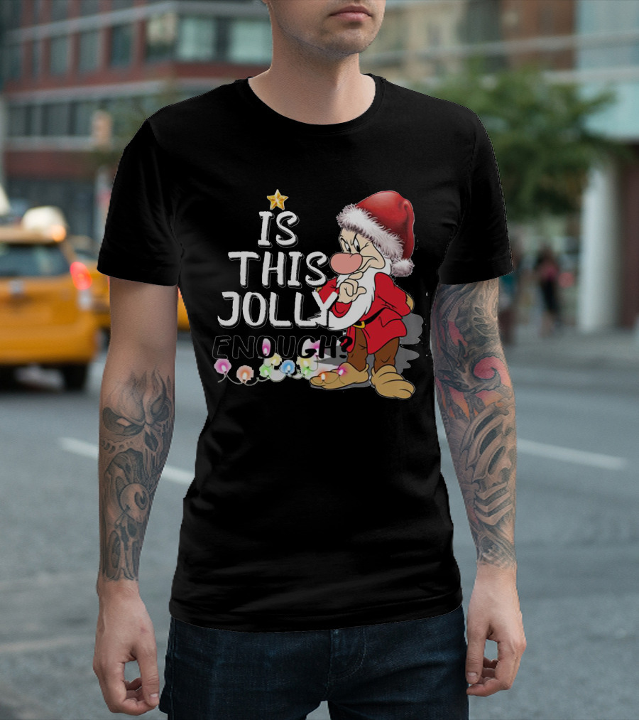 Grumpy Santa Is This Jolly Enough with Festive Lights T-Shirt
