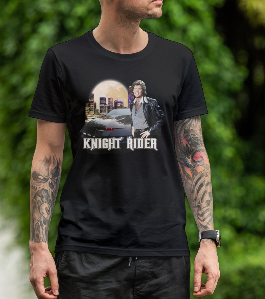 Knight Rider PNR05 Classic Retro TV Show Moonlit Cityscape T-Shirt